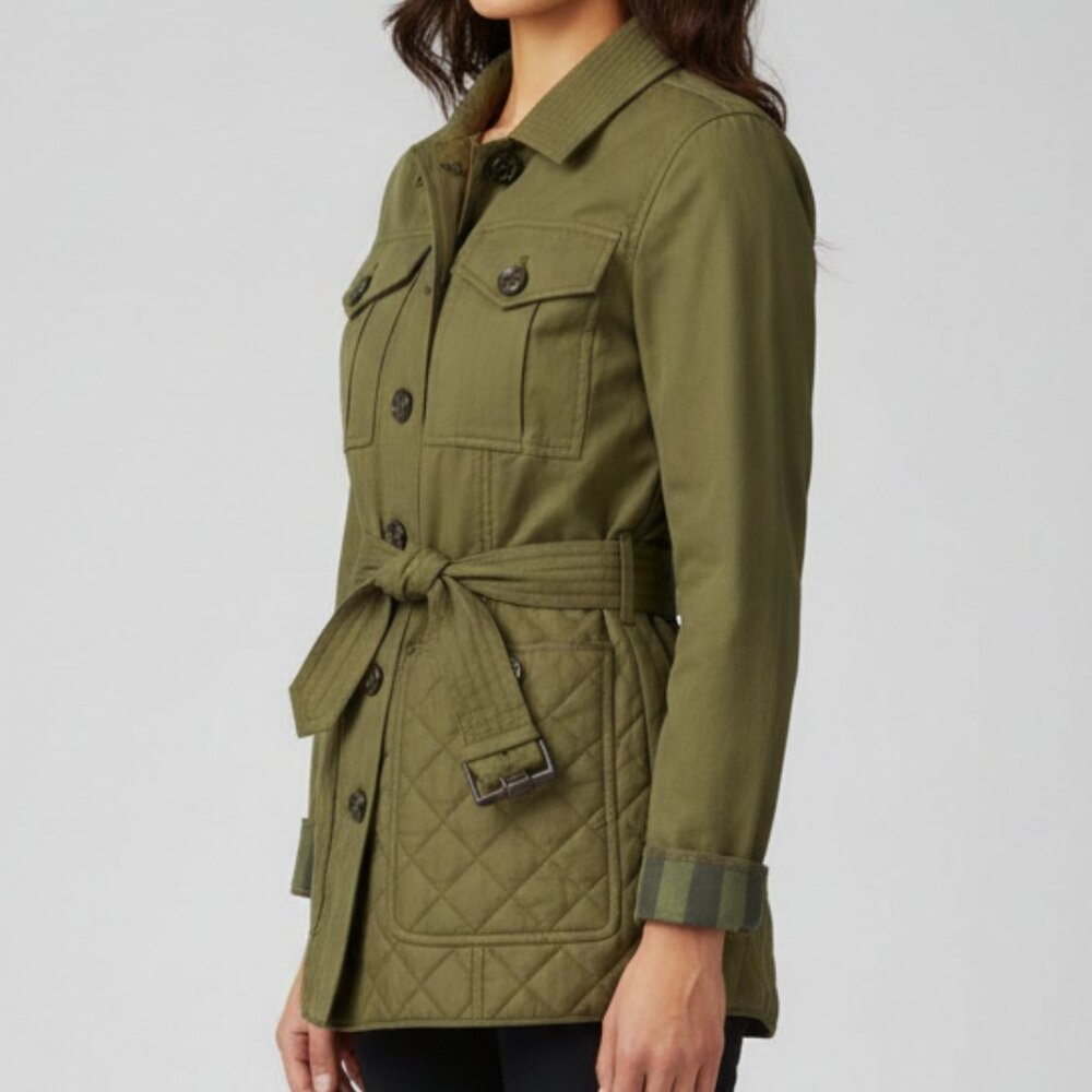 NEW, Burberry Exclusive Military Green Whitworth Quilted Field Jacket